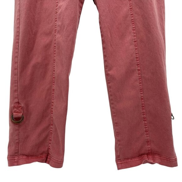 Soft Surroundings Distressed Pull On Roll Tab Straight Leg Red Pink Pants Large - Picture 3 of 9
